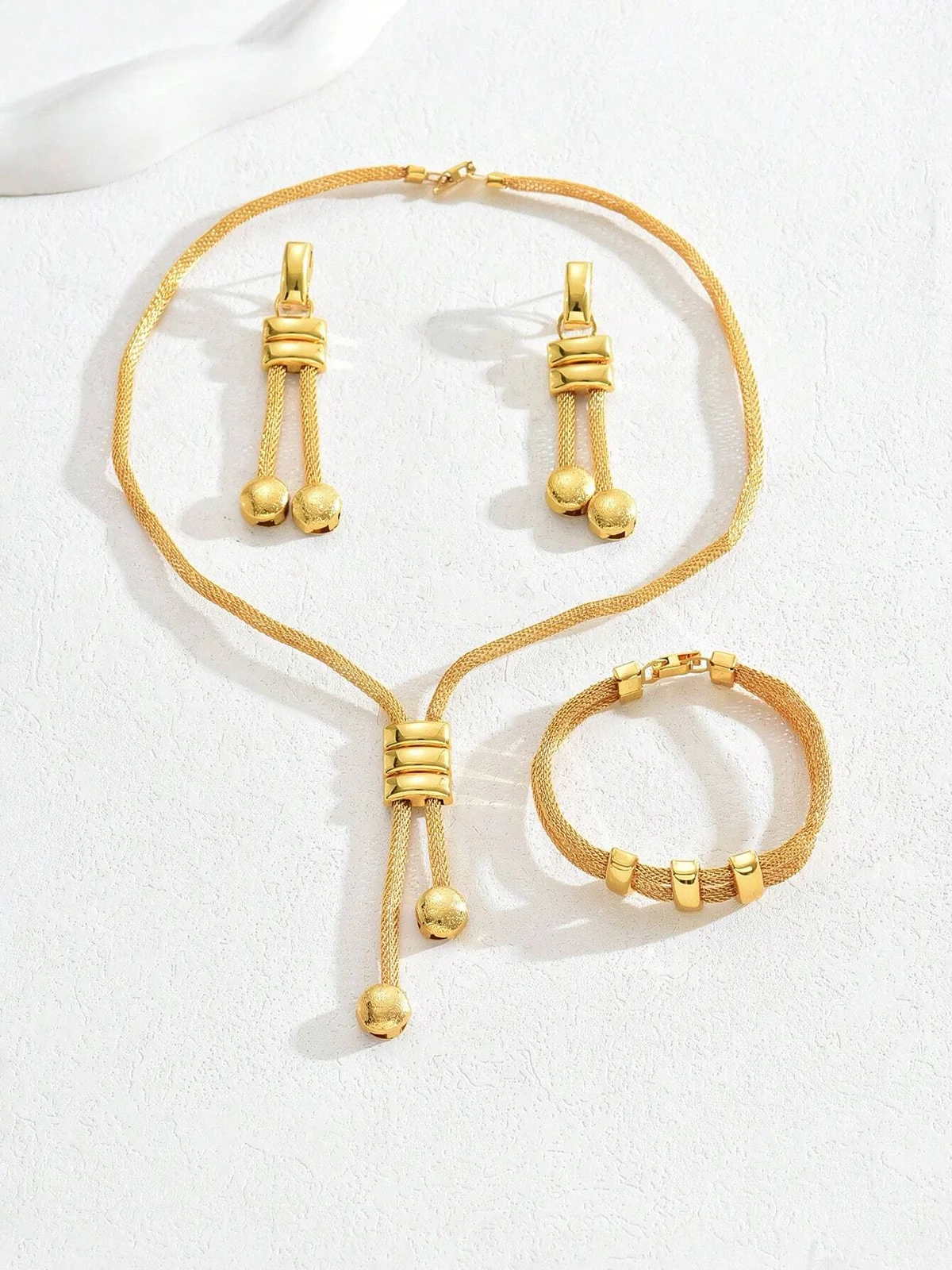 4pcs/set Elegant Electroplated 24K Gold Jewelry Set