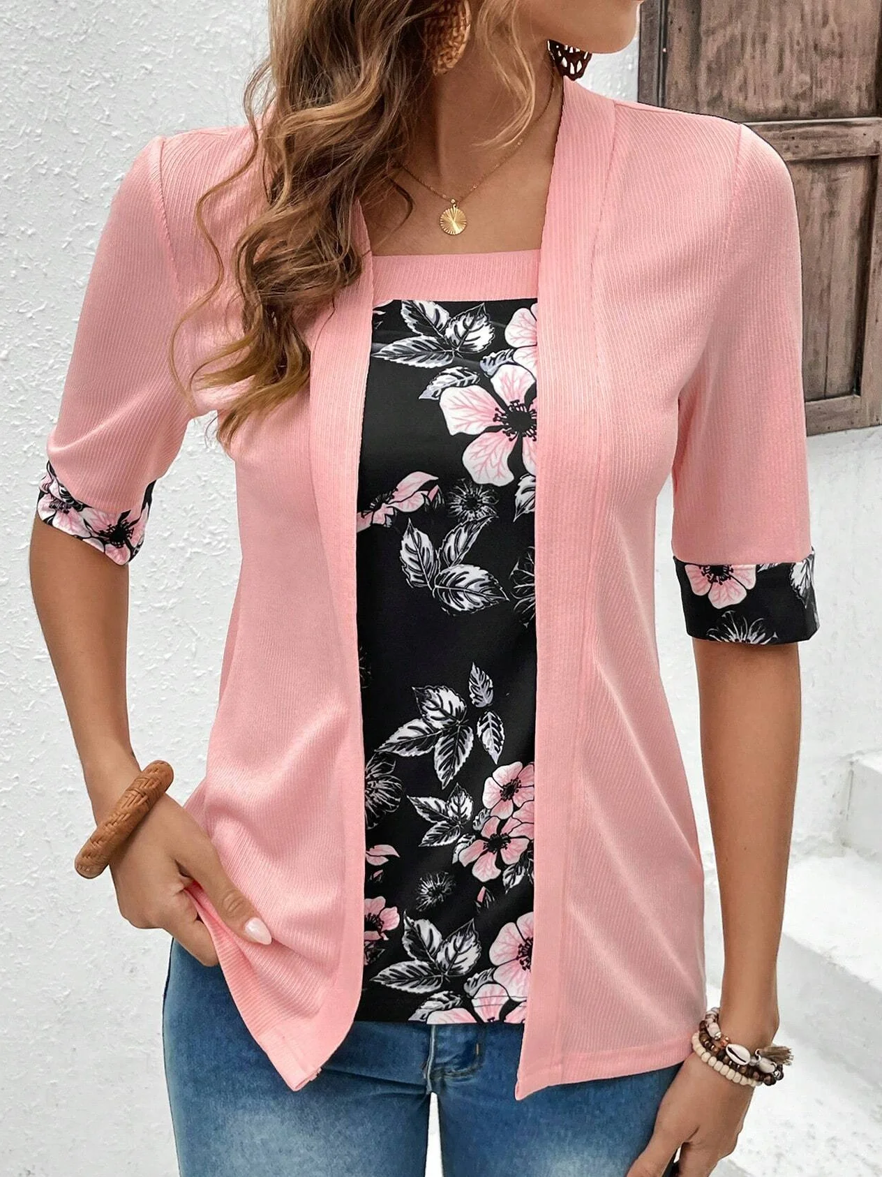 Women's Short Sleeve Blouse Summer Floral Square Neck Daily Going Out Casual Top