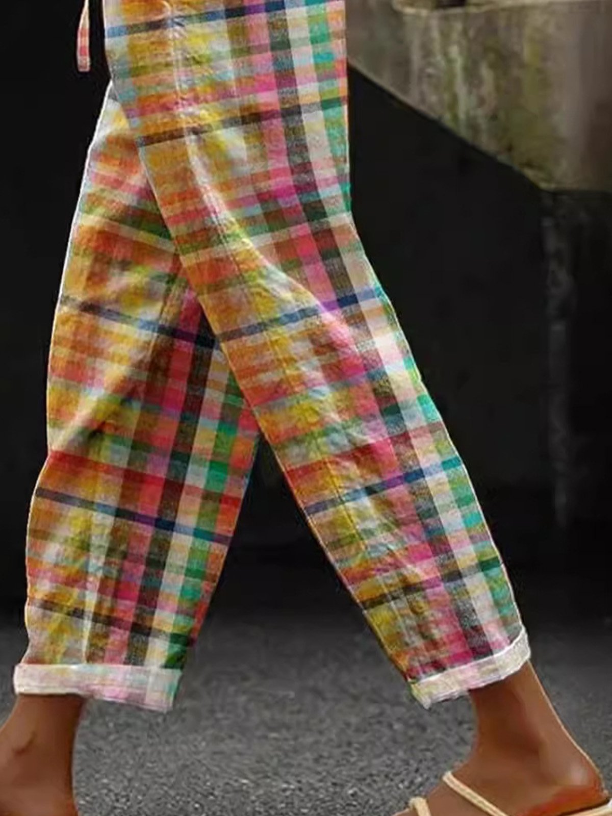 Women's H-Line Daily Going Out Pants Casual Cotton Plaid Spring/Fall Pants