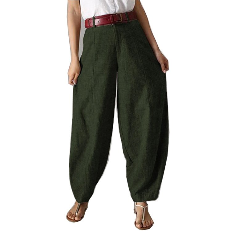 Women's Trousers Harem Pants Daily Going Out Casual Pocket Stitching Cotton Plain Spring/Fall Pants