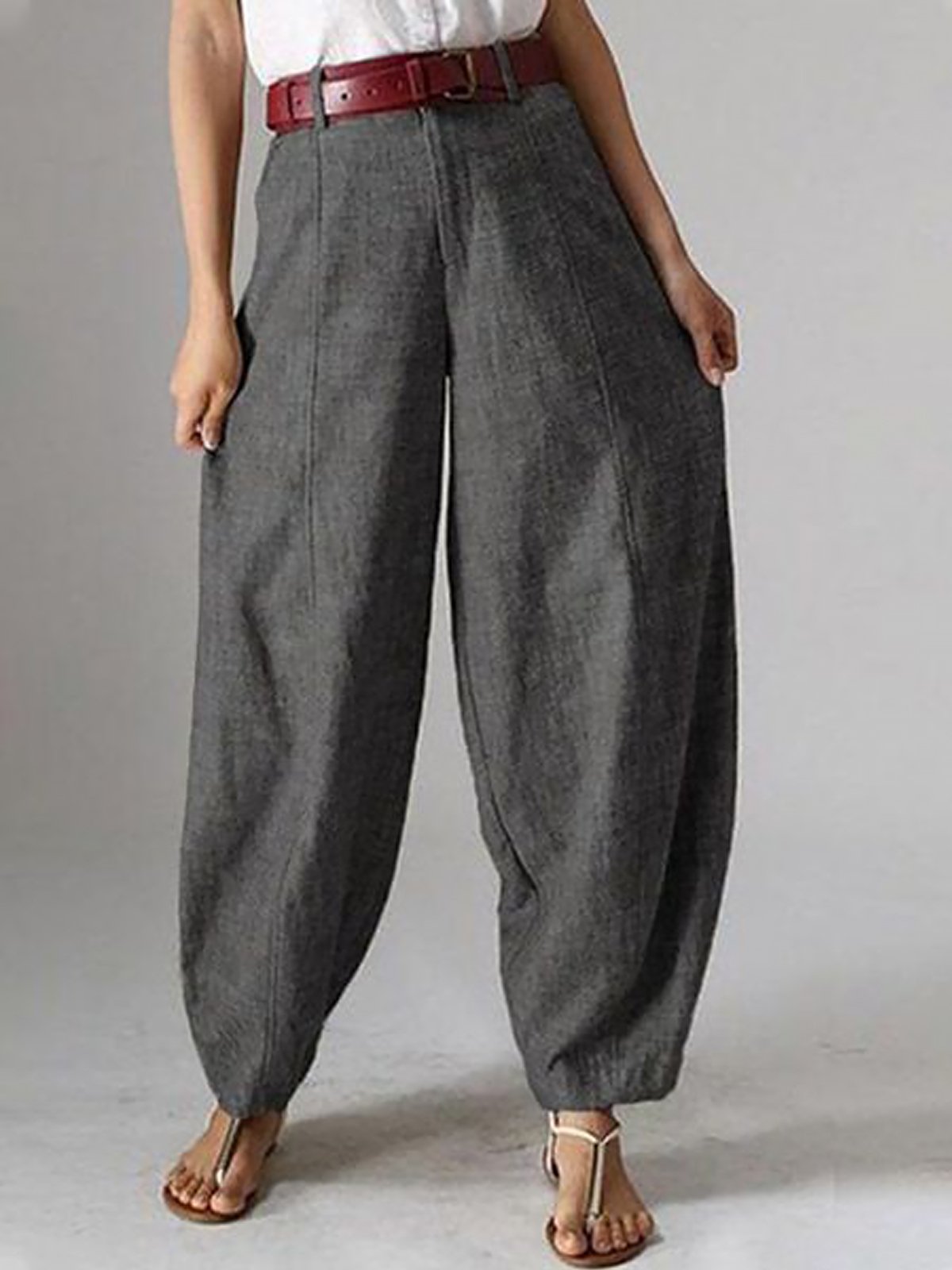 Women's Trousers Harem Pants Daily Going Out Casual Pocket Stitching Cotton Plain Spring/Fall Pants