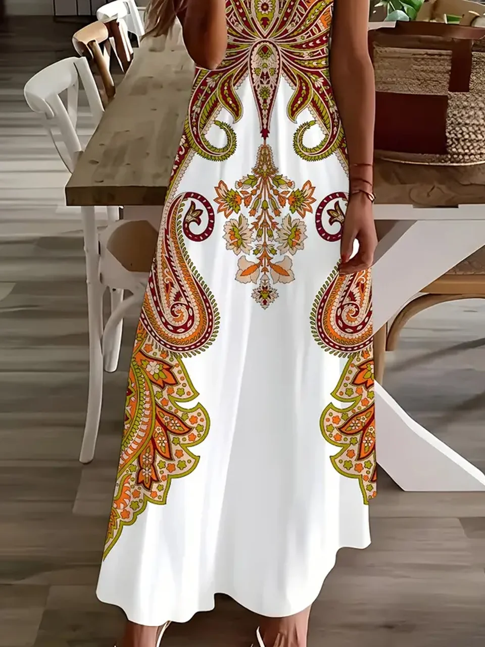 Women's Gallus Summer Ethnic Dress Spaghetti Daily Going Out Vacation Maxi A-Line Slip Dress