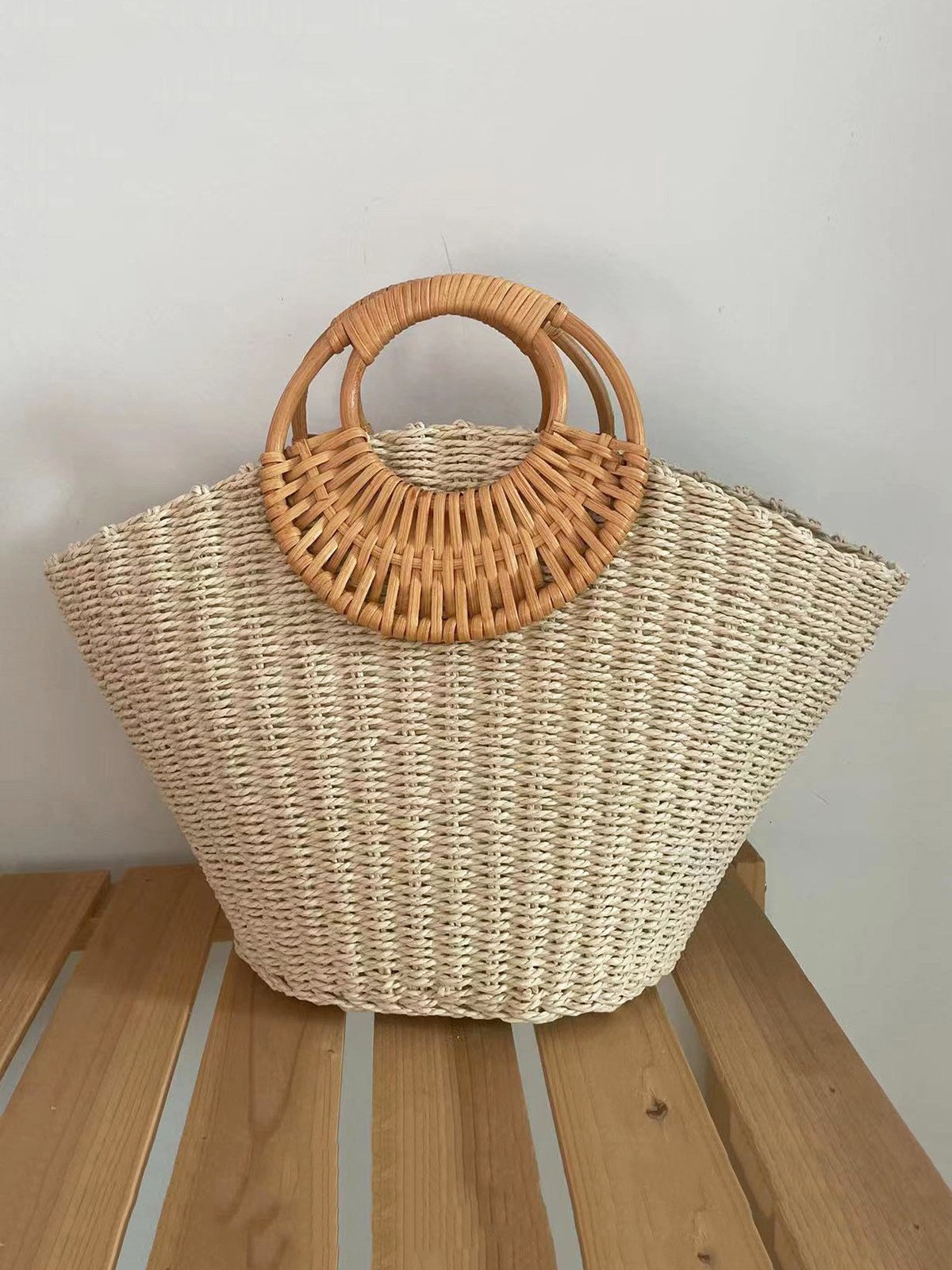 Vacation Woven Straw Tote Bag
