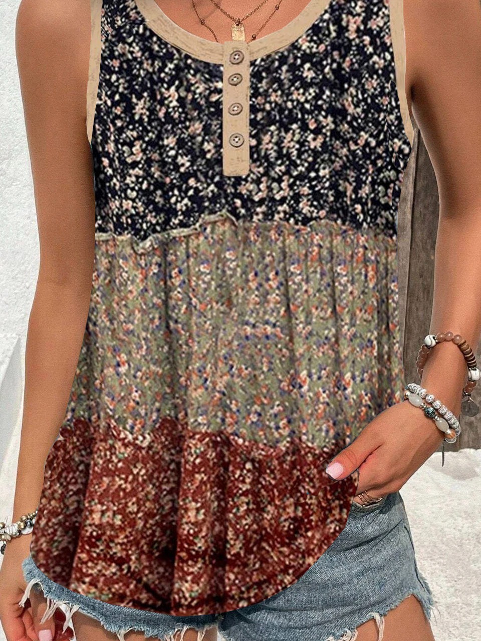 Women's Sleeveless Tank Top Camisole Summer Floral Jersey Crew Neck Daily Going Out Casual Top