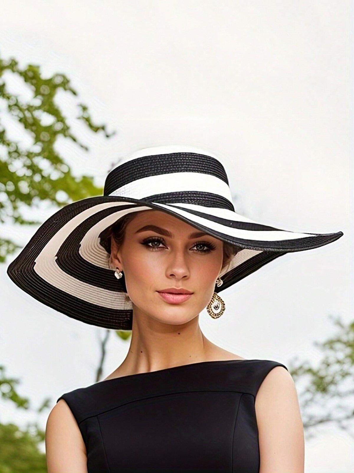 Stripes Floppy Straw Hat