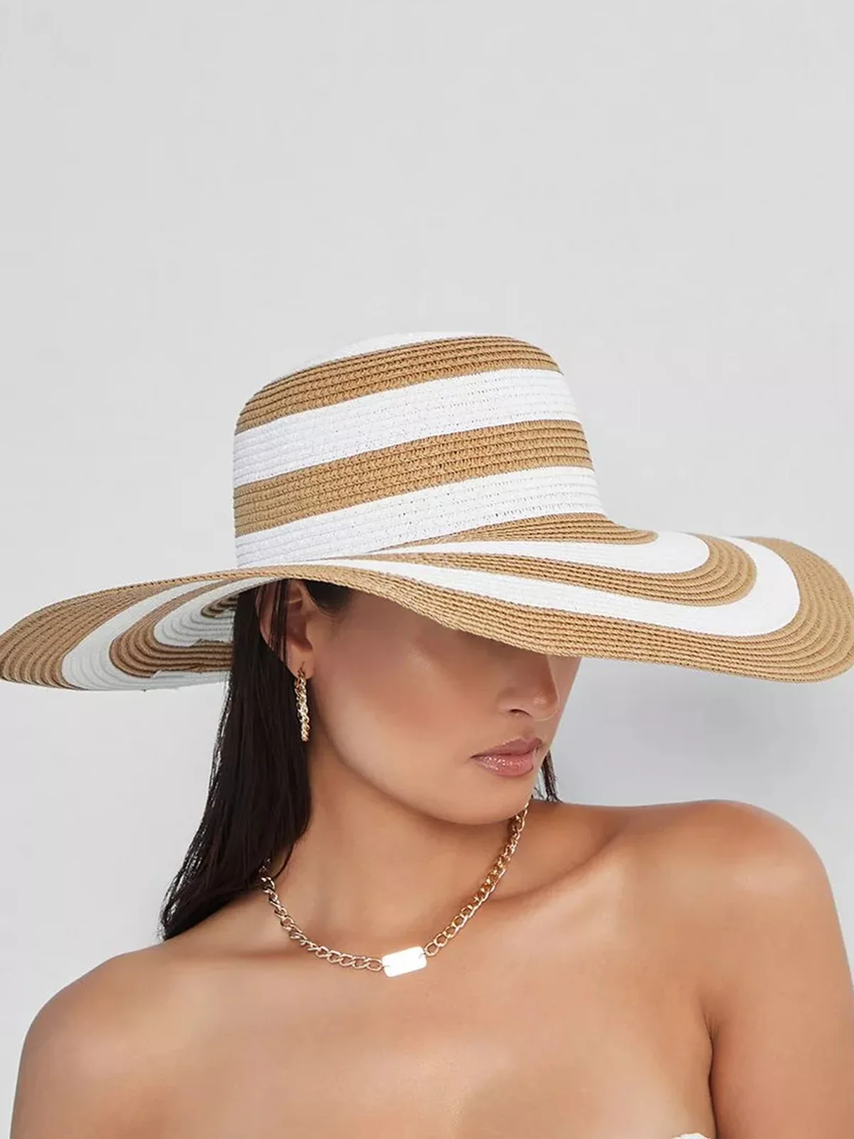 Stripes Floppy Straw Hat