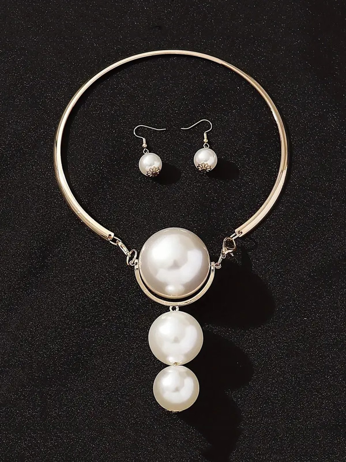 Exaggerated Imitation Pearl Party Jewelry Set