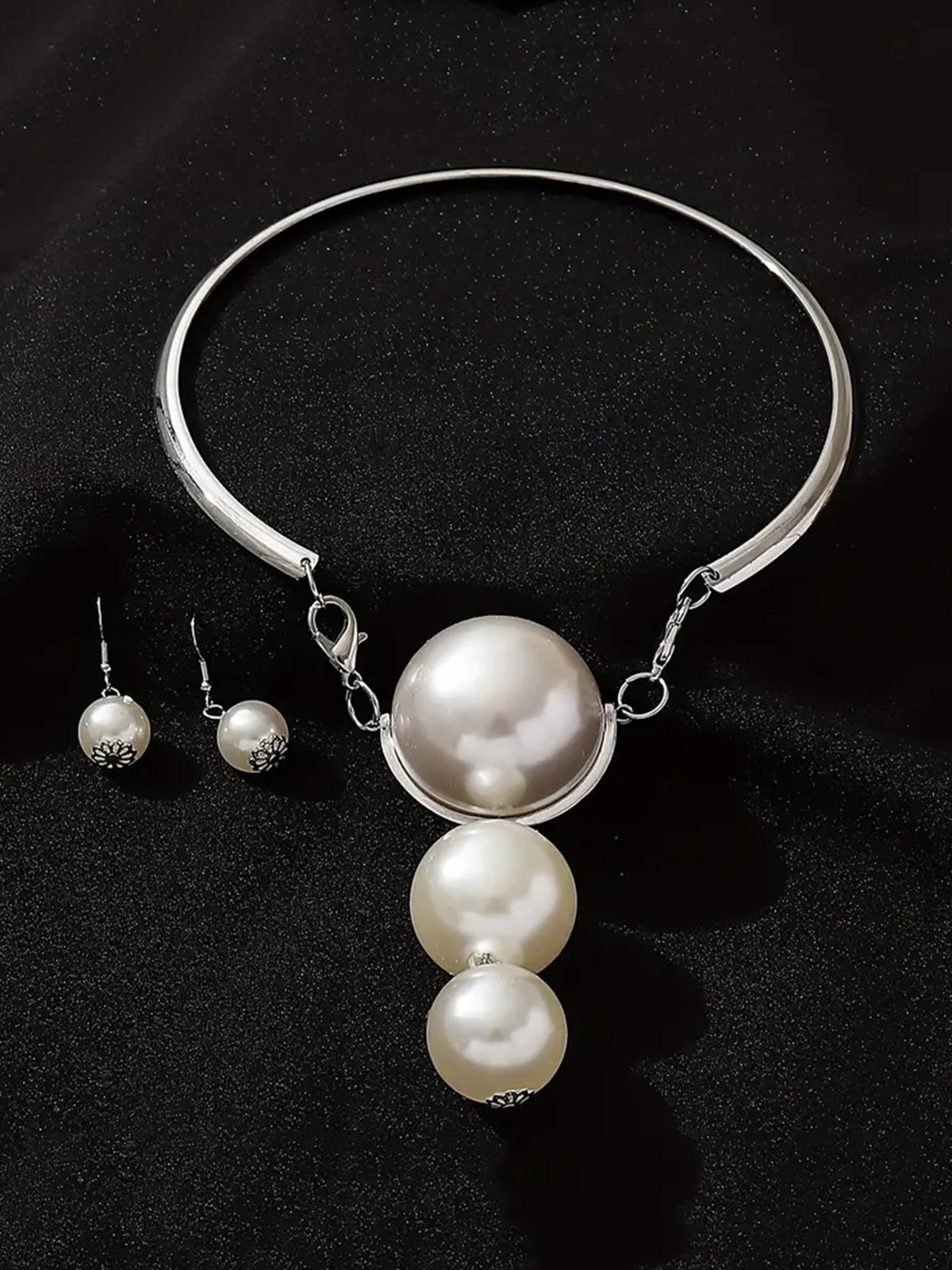 Exaggerated Imitation Pearl Party Jewelry Set