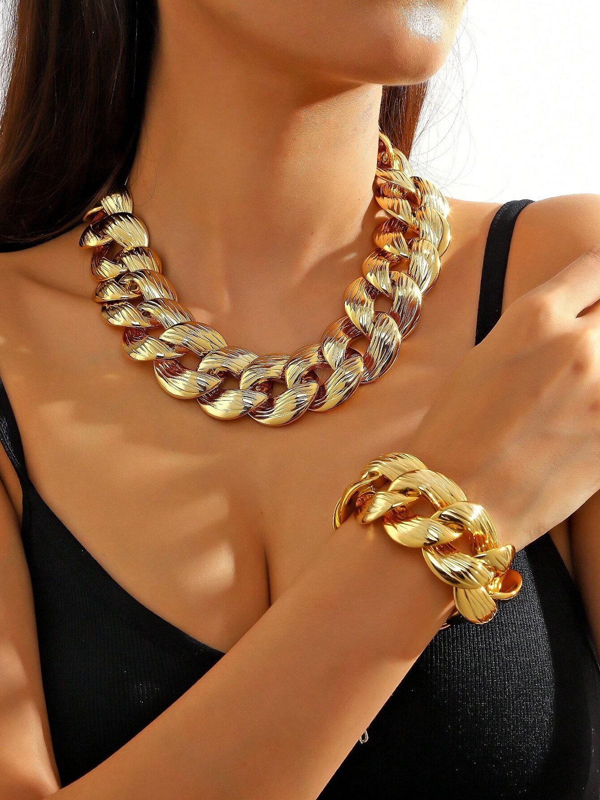 2pcs/set Exaggerated Chain Jewelry Set