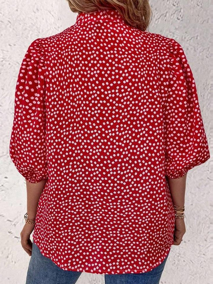 Women's Three Quarter Sleeve Shirt Spring/Fall Polka Dots Daily Going Out Casual Top Red