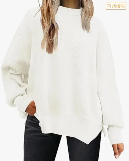 Women's Winter Plain Casual Long Sleeve Crew Neck Sweater