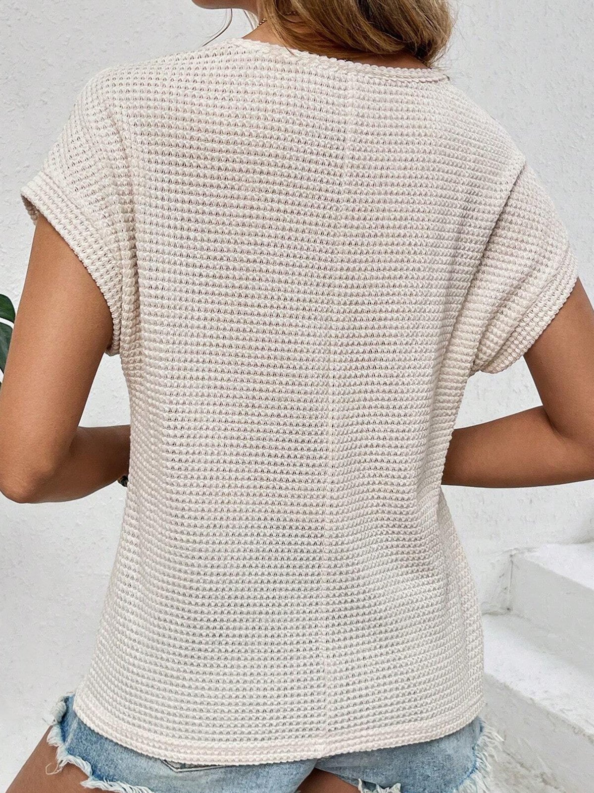 Women Plain Short Sleeve Blouse Summer Crew Neck Daily Casual Top