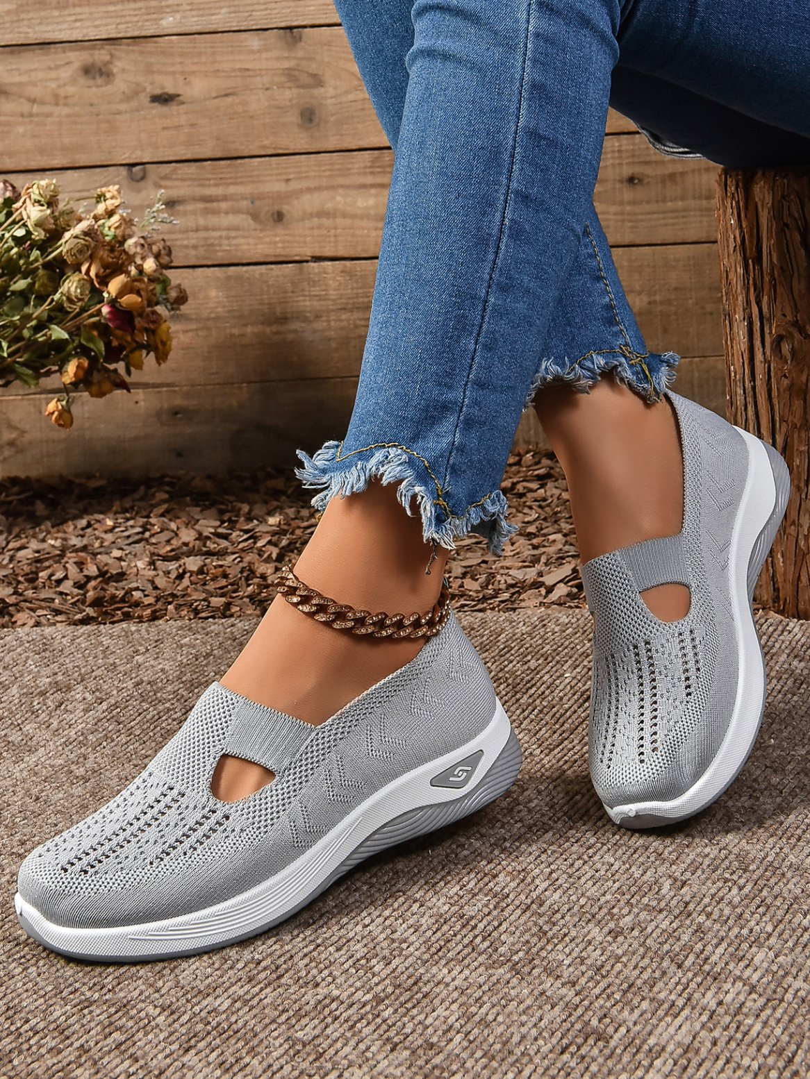 Mesh Fabric Casual Plain Shallow Shoes