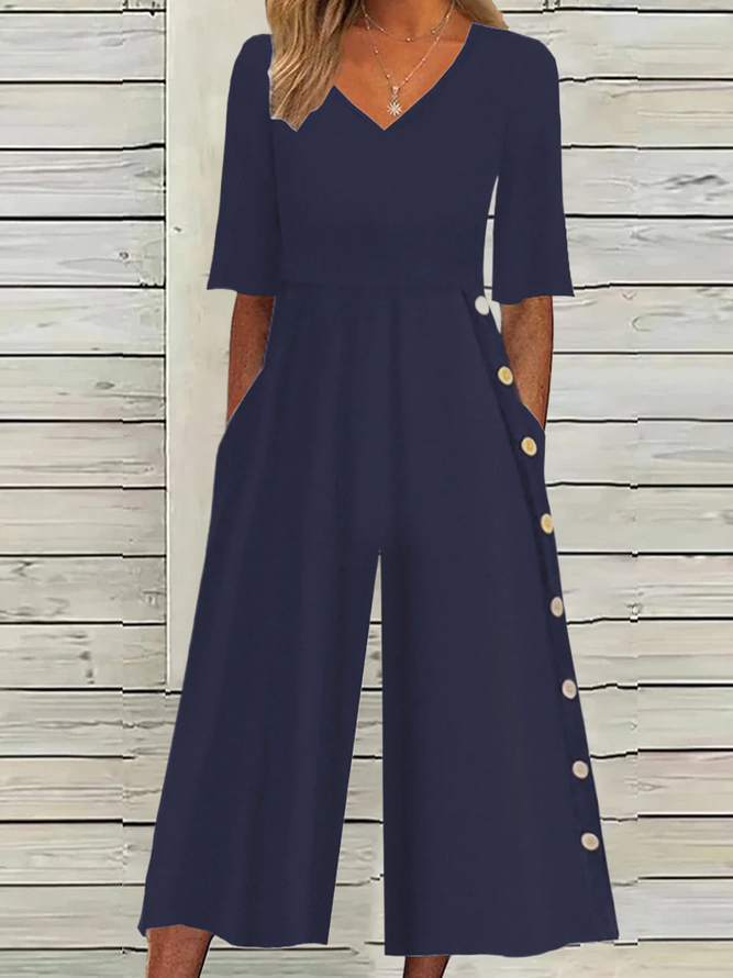 Vacation Buckle Loose Jumpsuit