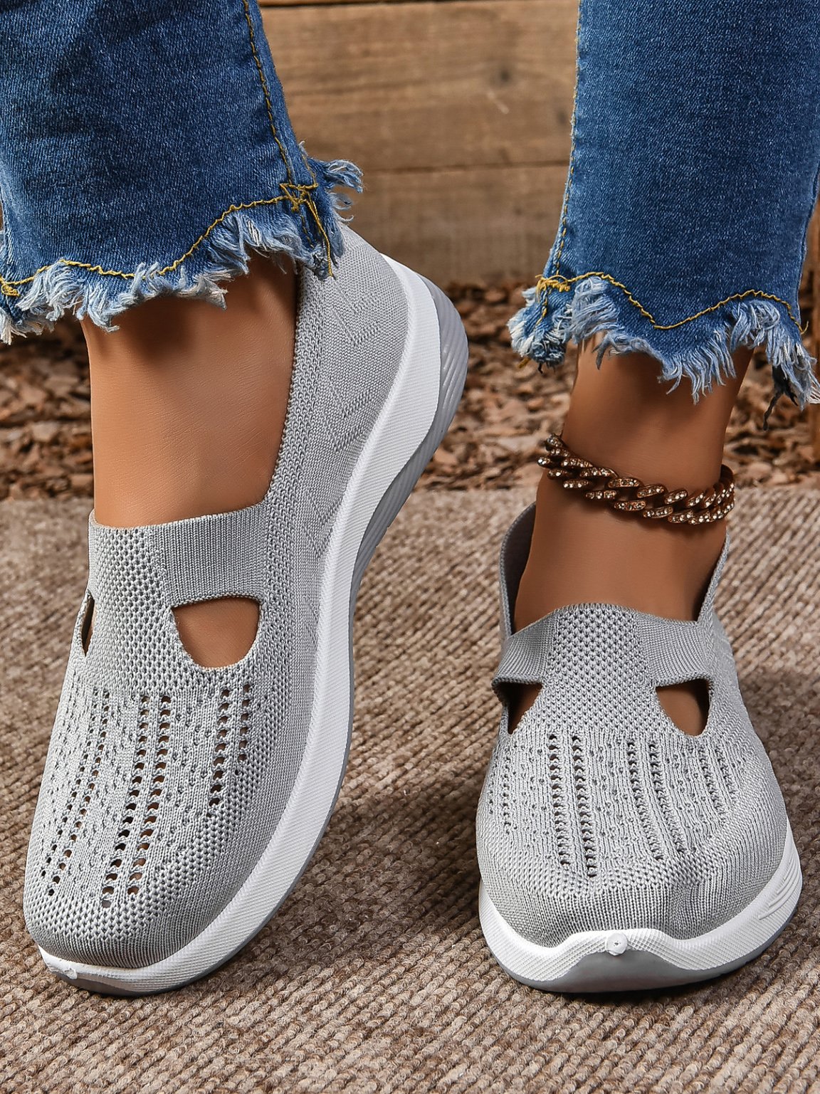 Mesh Fabric Casual Plain Shallow Shoes