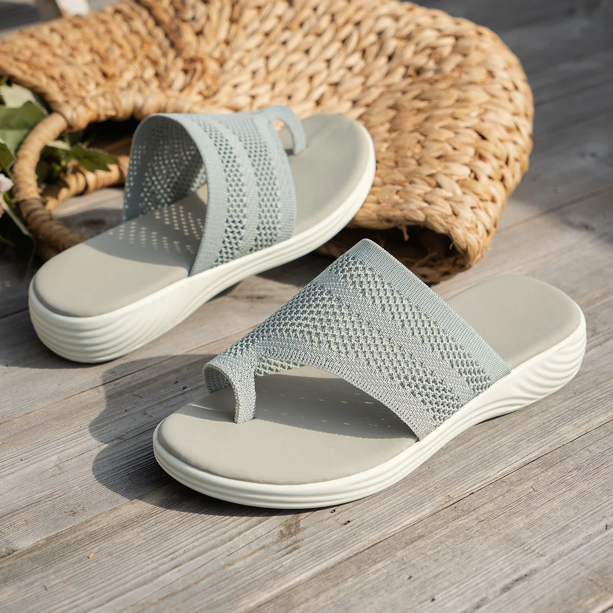 Casual Mesh Fabric Summer Plain Slide Sandals