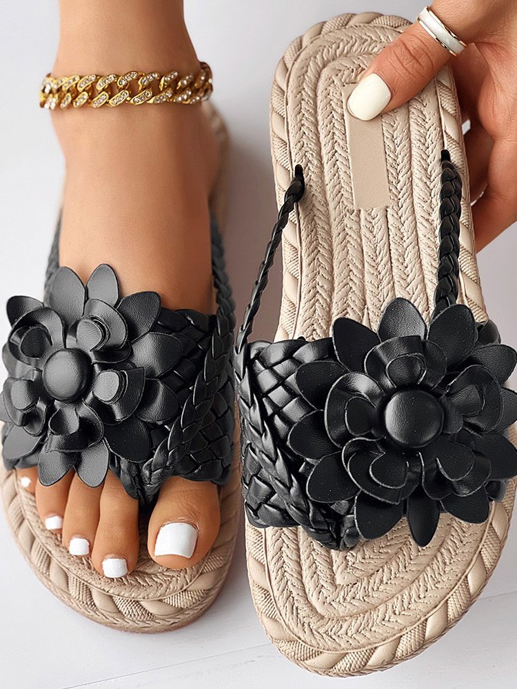 Pu Casual Summer Floral Slide Sandals