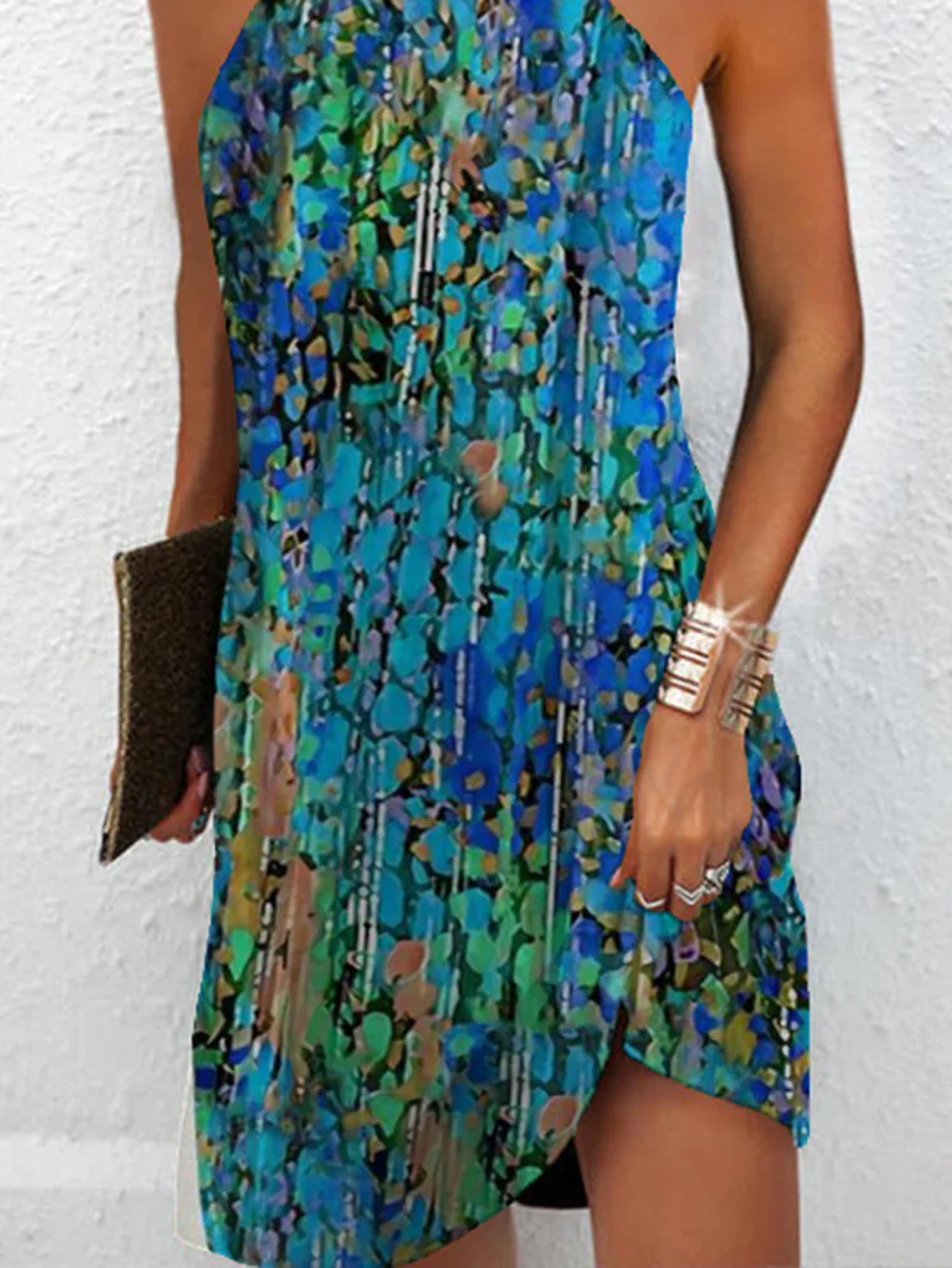 Women's Sleeveless Summer Abstract Dress Halter Daily Going Out Casual Mini H-Line Multicolor