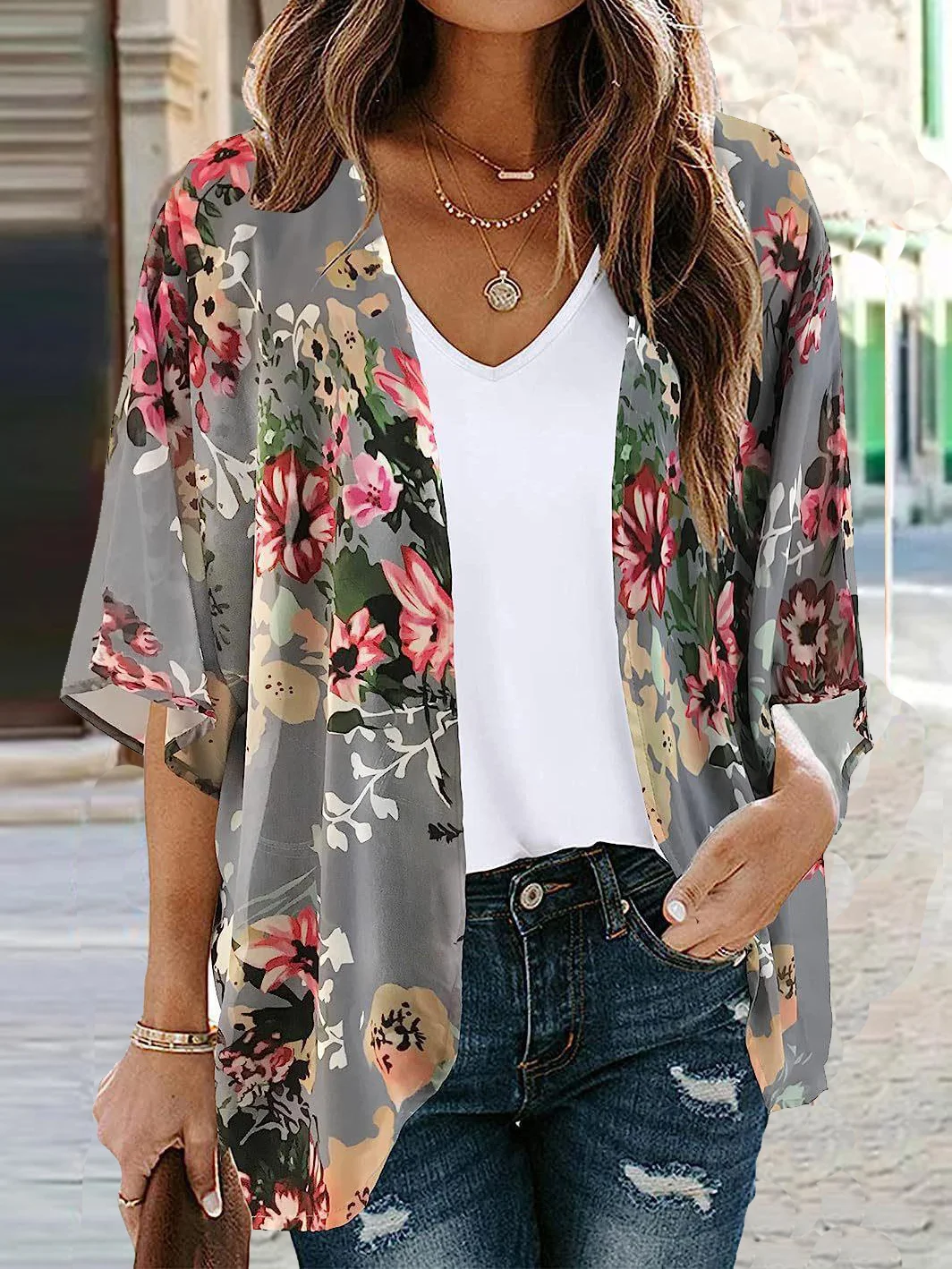 Women's Spring/Fall Outerwear Casual Floral Shawl Jacket