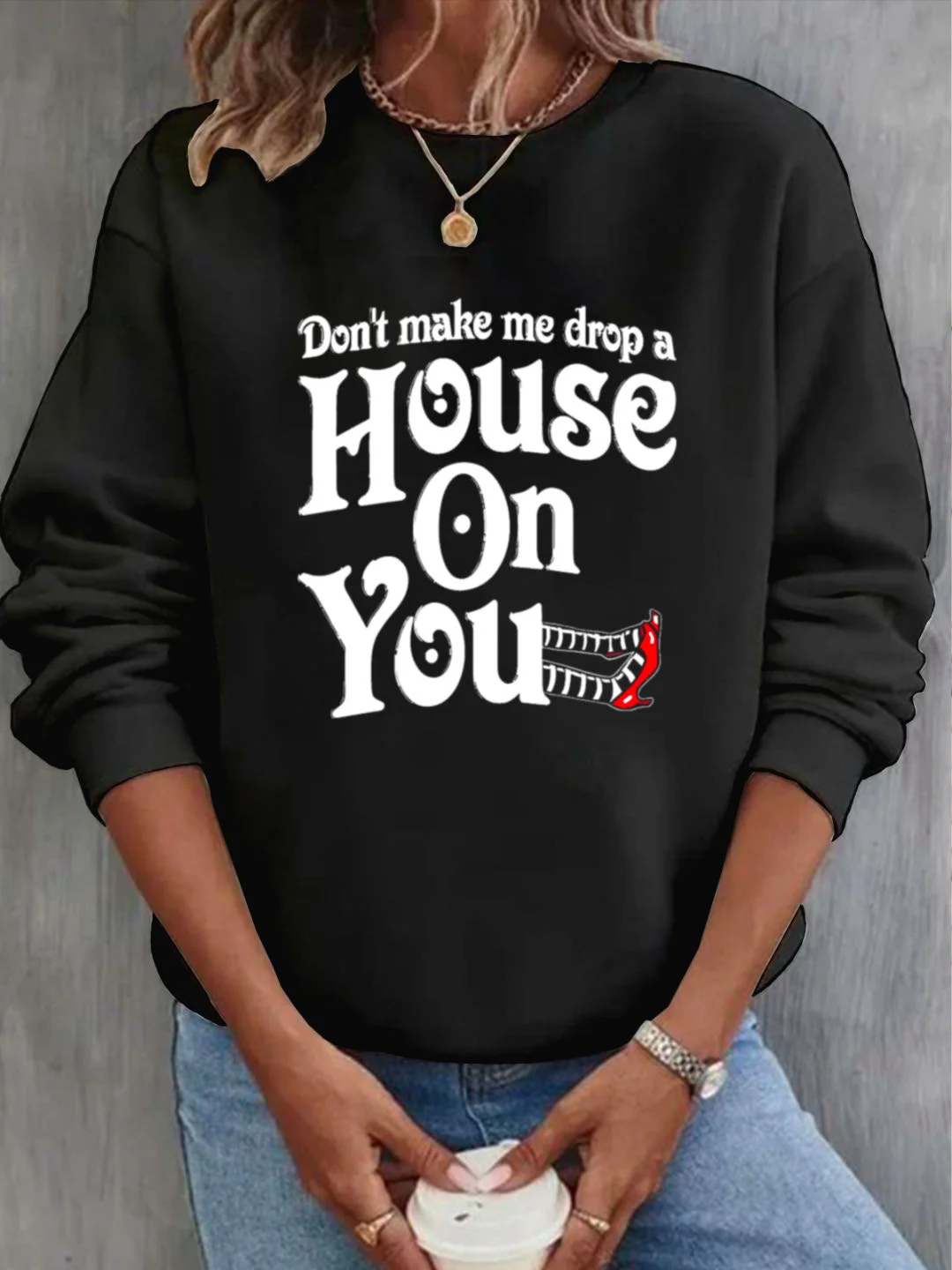 Women's Crew Neck Text Letters Casual Spring/Fall Long Sleeve Sweatshirt