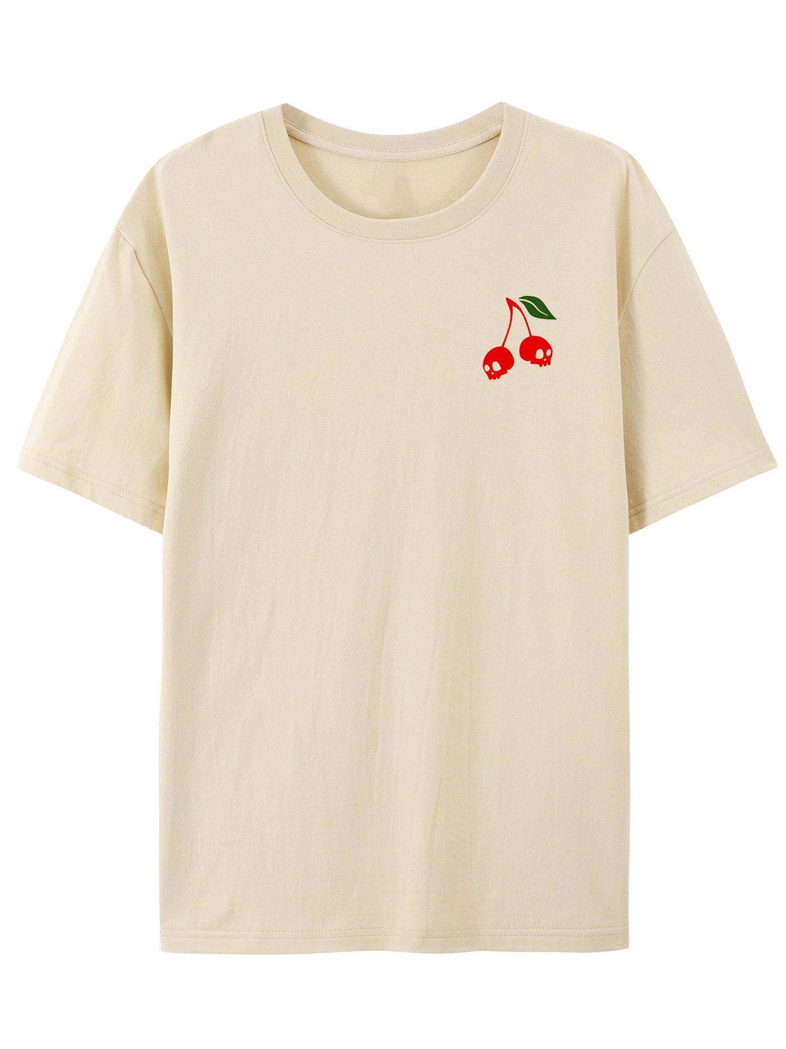 Women's Short Sleeve Tee T-shirt Summer Fruit Printing Cotton Crew Neck Daily Going Out Vintage Top Light Khaki