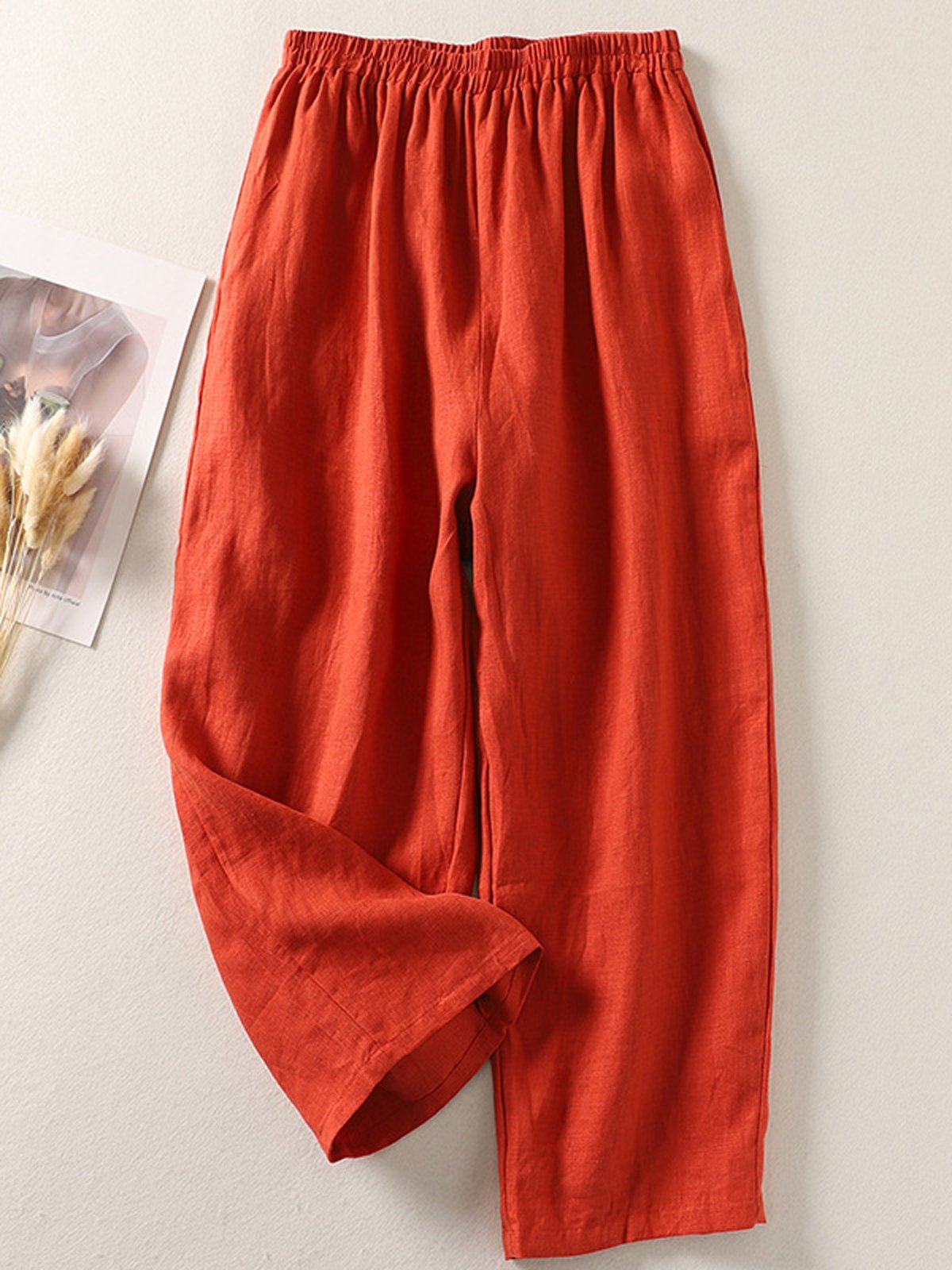 Women's H-Line Daily Going Out Pants Casual Cotton Plain Spring/Fall Pants