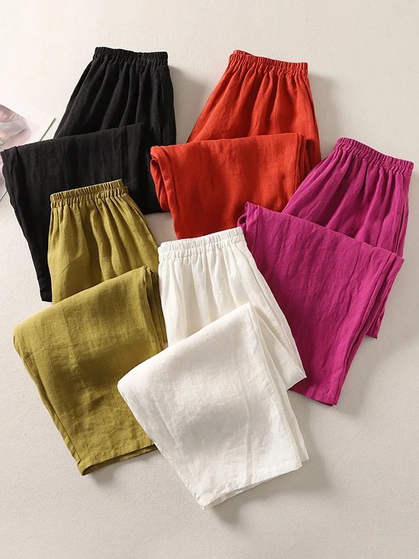 Women's H-Line Daily Going Out Pants Casual Cotton Plain Spring/Fall Pants