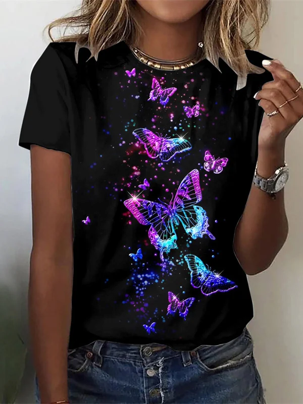 Women's Short Sleeve Tee T-shirt Summer Floral Jersey Crew Neck Daily Going Out Casual Top Color1