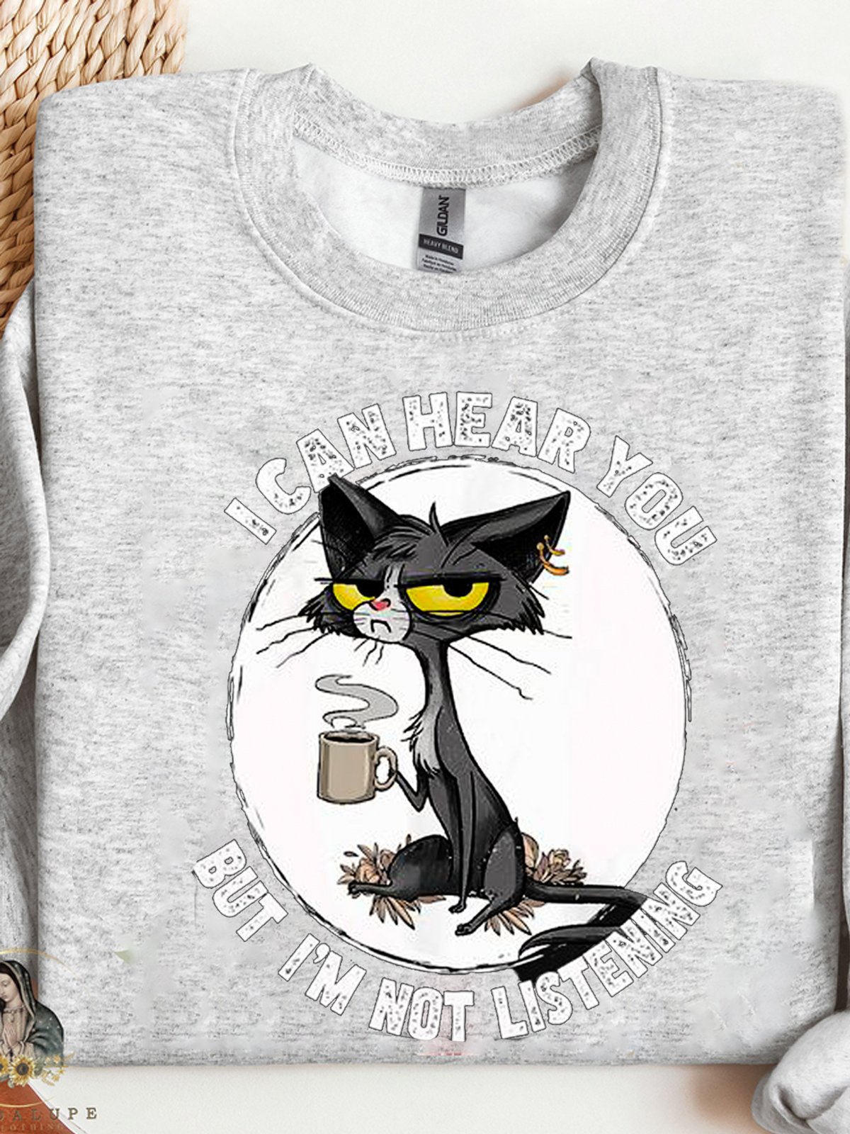 Women's Crew Neck Cat Casual Spring/Fall Cotton Long Sleeve Sweatshirt