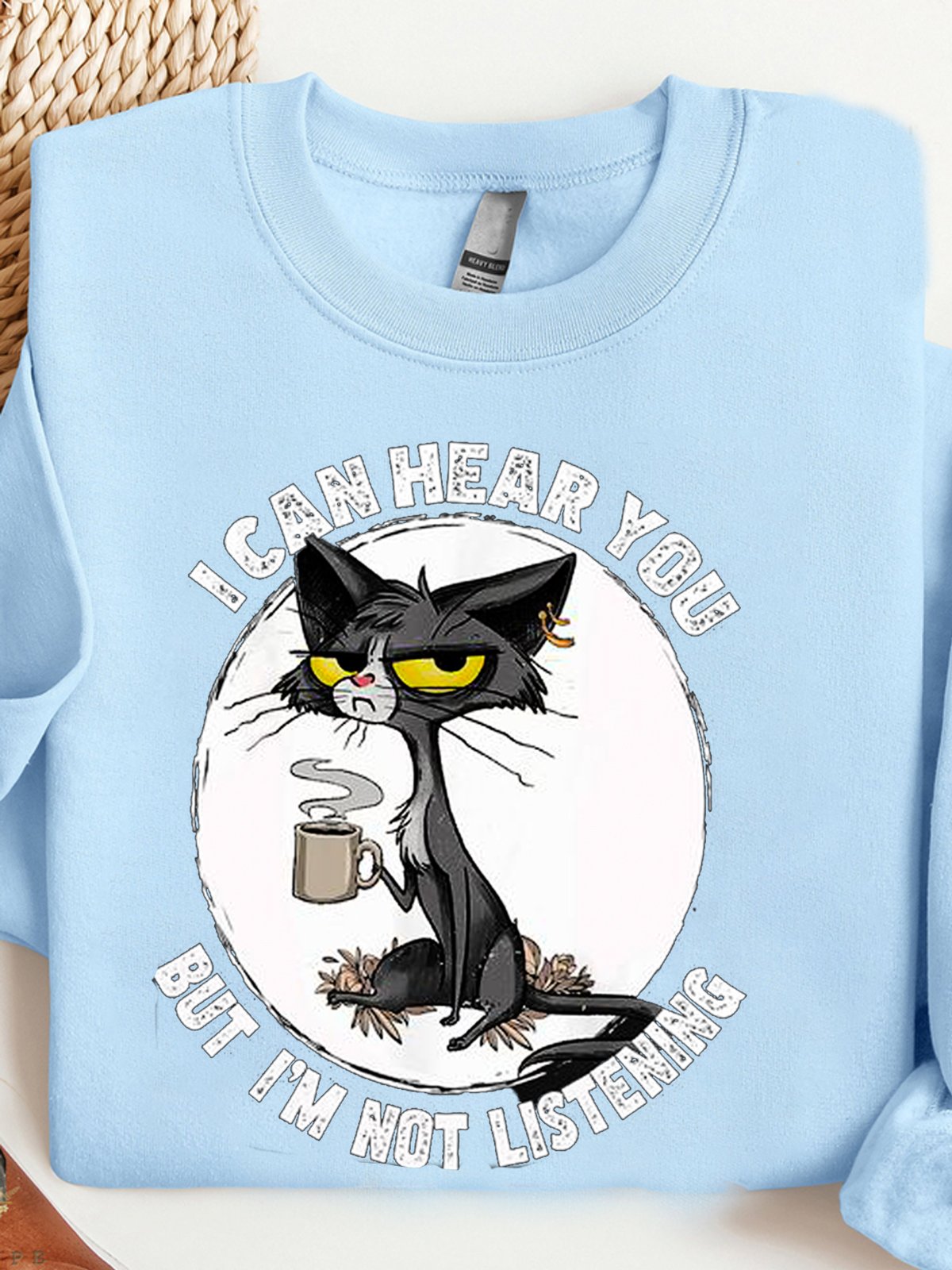 Women's Crew Neck Cat Casual Spring/Fall Cotton Long Sleeve Sweatshirt