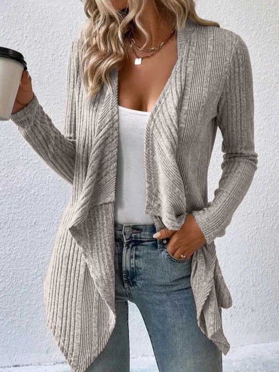 Women's Spring/Fall Outerwear Casual Plain Knitted Shawl Jacket