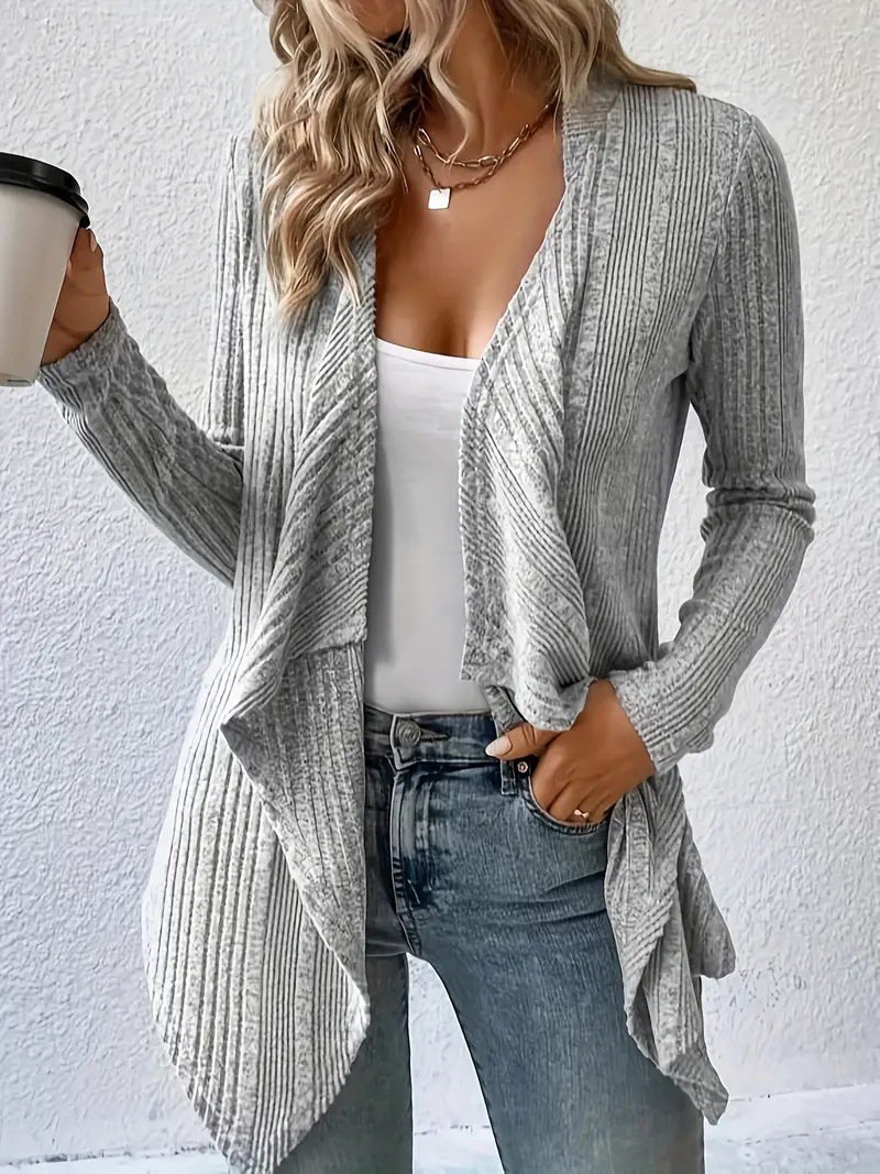 Women's Spring/Fall Outerwear Casual Plain Knitted Shawl Jacket