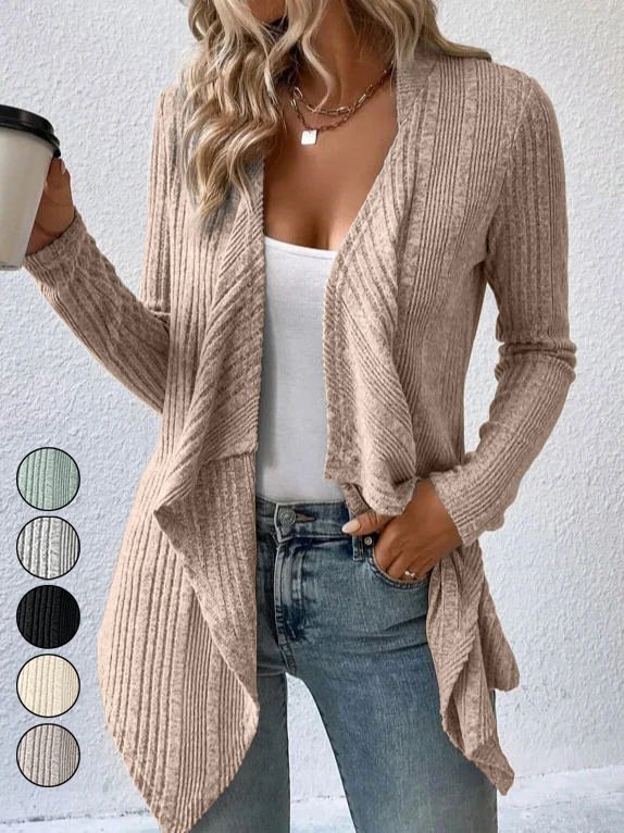 Women's Spring/Fall Outerwear Casual Plain Knitted Shawl Jacket