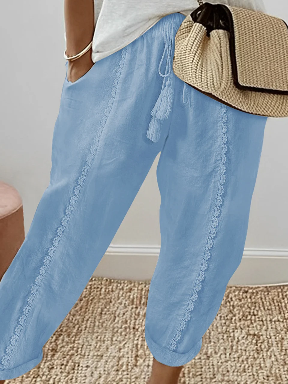 Women's Plain Long Elastic Waist Pant Casual Spring/Fall Trousers