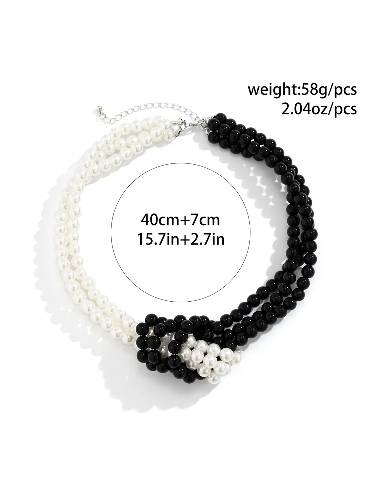 Elegant Color-block Faux Pearl Bead Multi-layer Necklace