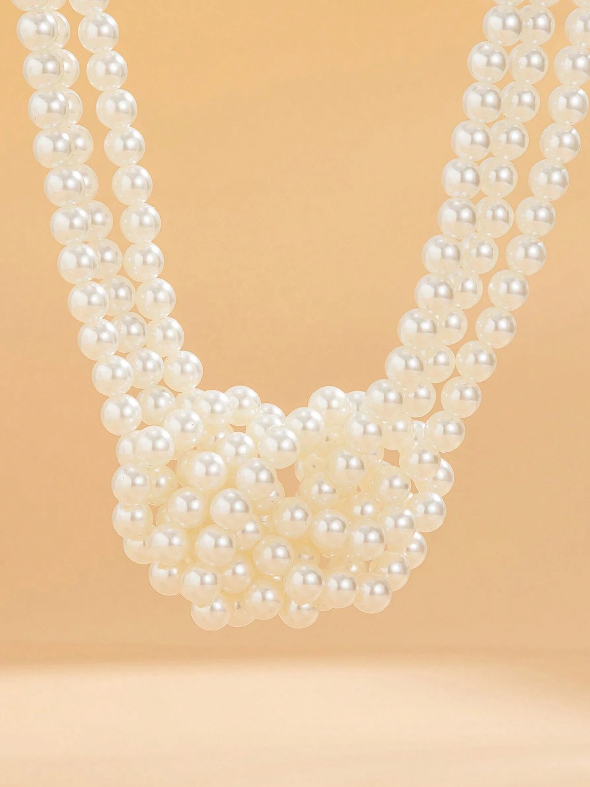 Elegant Color-block Faux Pearl Bead Multi-layer Necklace