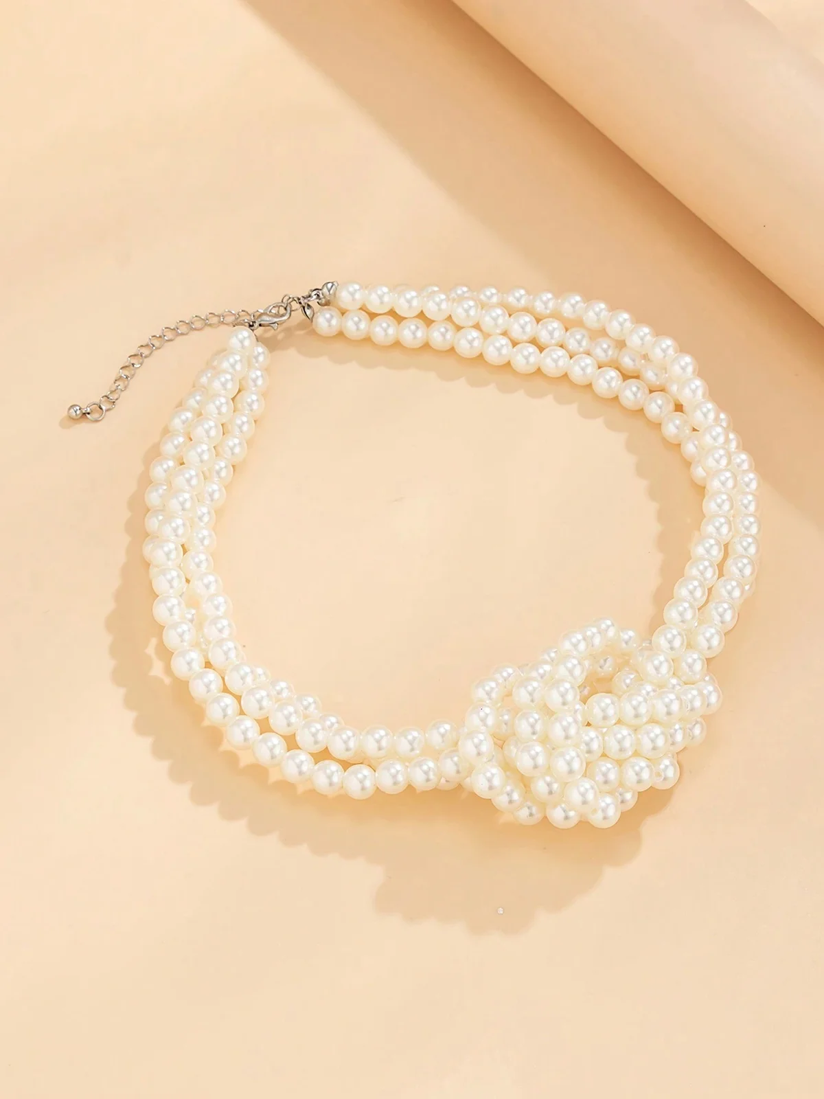 Elegant Color-block Faux Pearl Bead Multi-layer Necklace