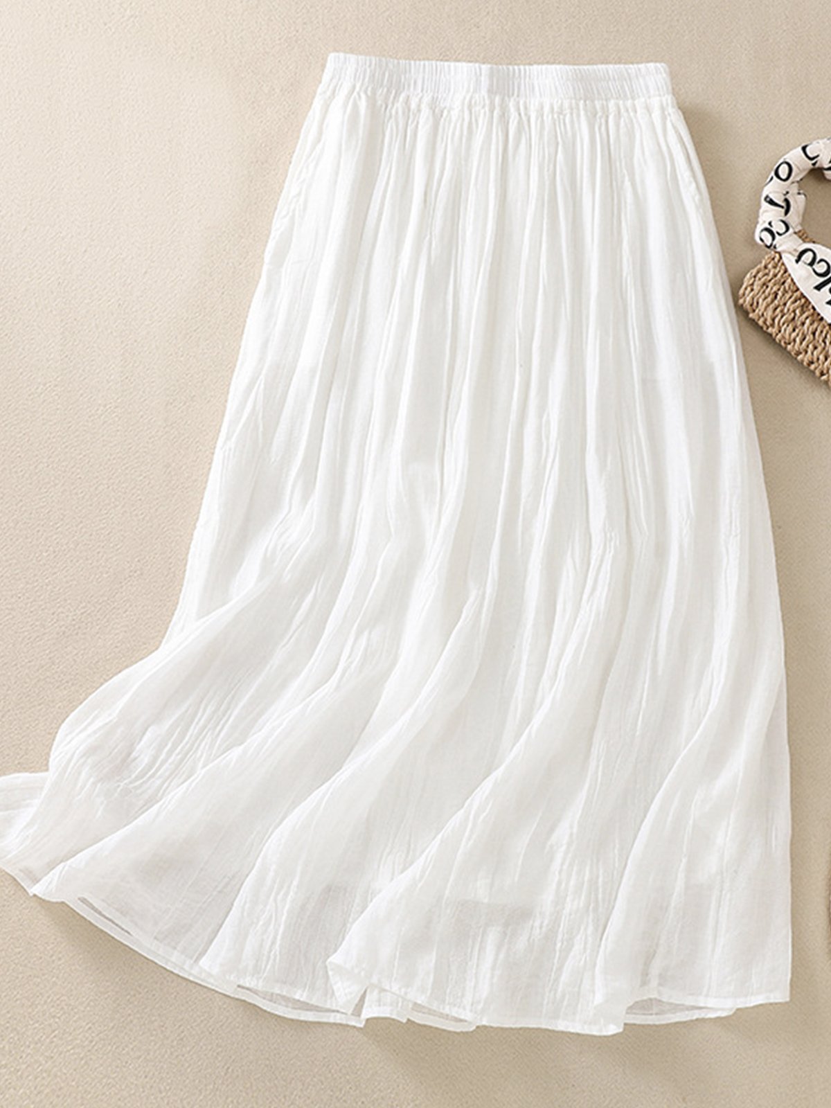 Casual Plain Loose Cotton Skirt