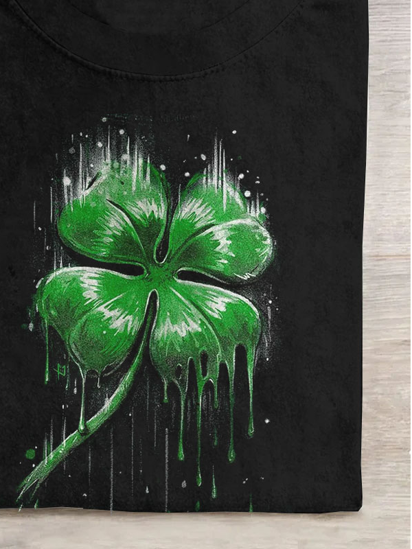 Women's Four-leaf Clover Short Sleeve Tee T-shirt Crew Neck Casual Summer Top