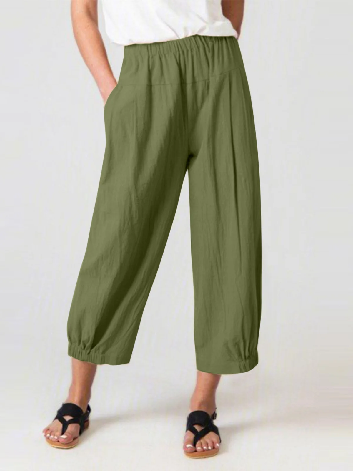 Women's Trousers Daily Going Out Casual Cotton Plain Spring/Fall Pants