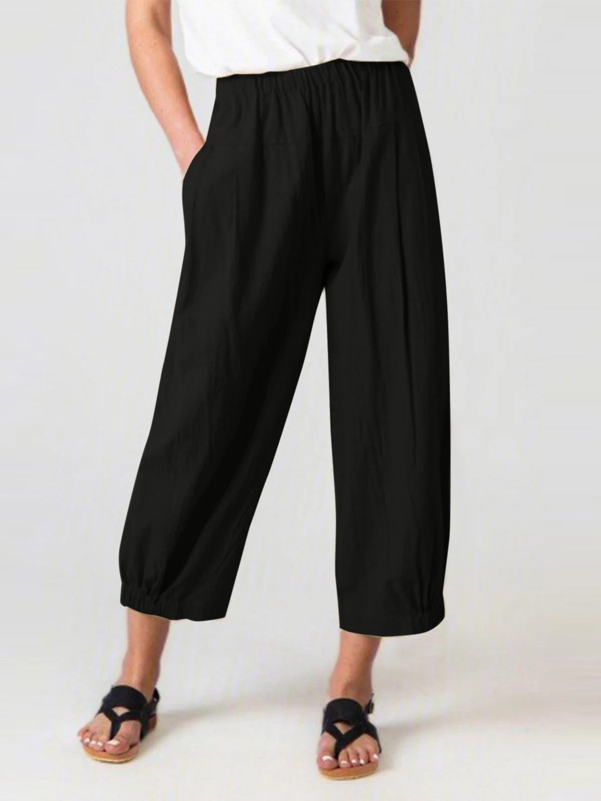 Women's Trousers Daily Going Out Casual Cotton Plain Spring/Fall Pants