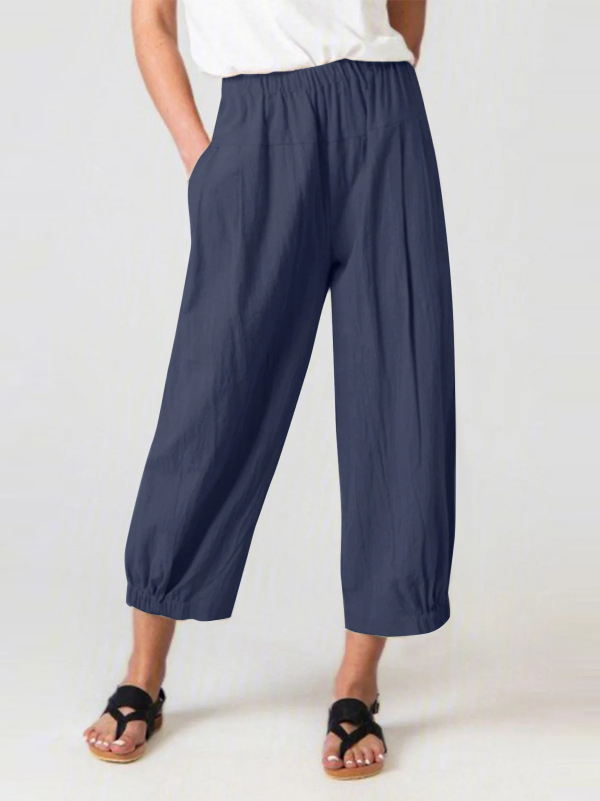 Women's Trousers Daily Going Out Casual Cotton Plain Spring/Fall Pants