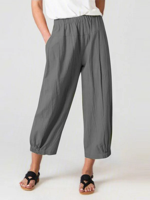 Women's Trousers Daily Going Out Casual Cotton Plain Spring/Fall Pants