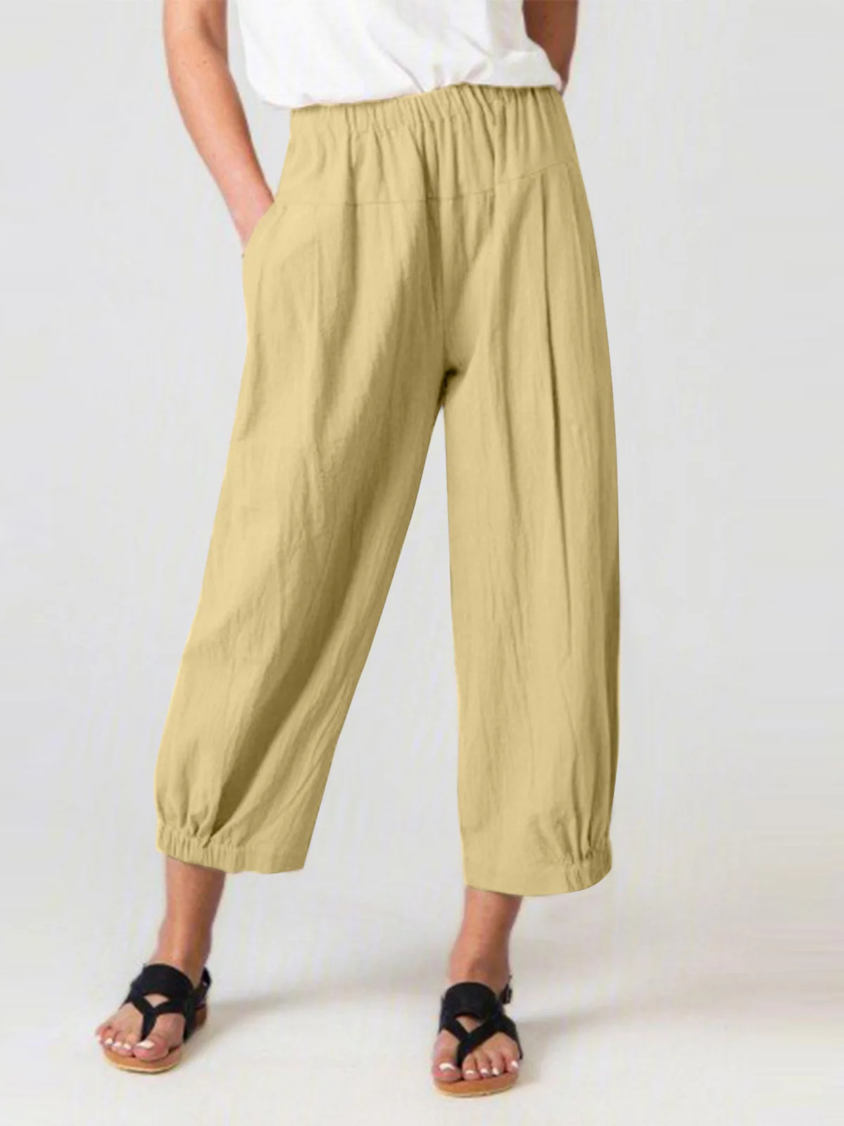 Women's Trousers Daily Going Out Casual Cotton Plain Spring/Fall Pants