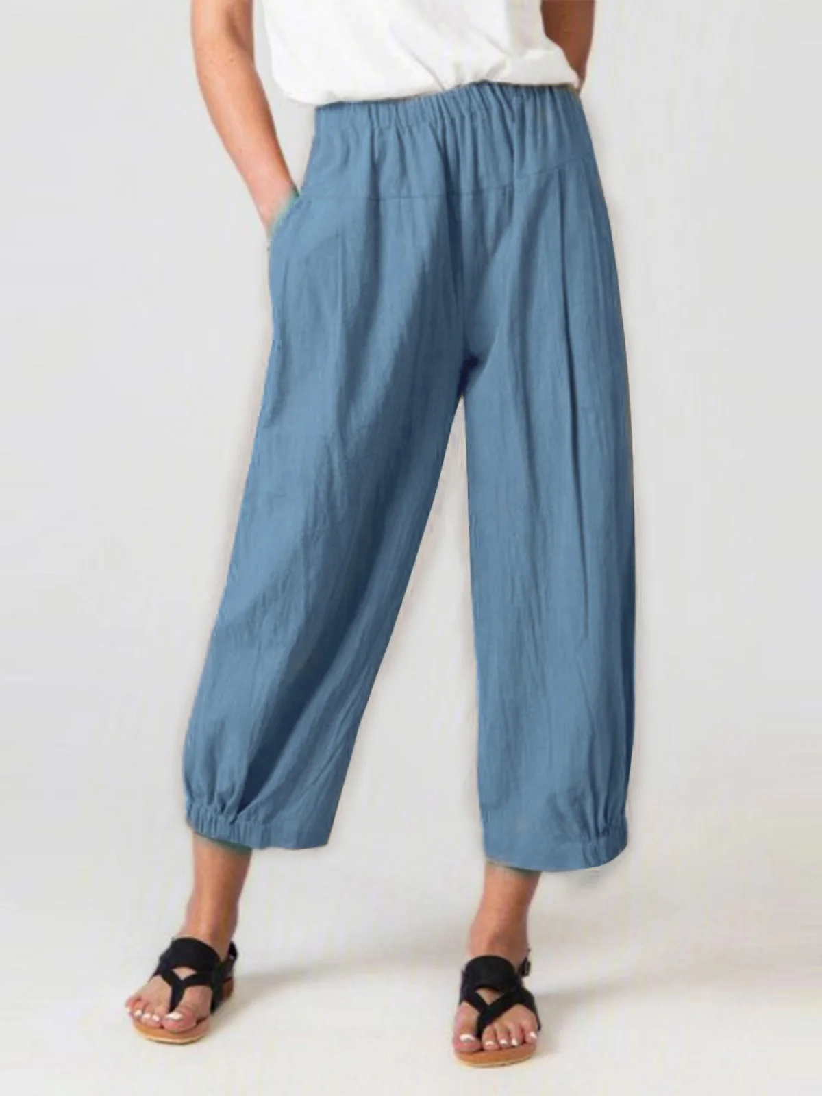 Women's Trousers Daily Going Out Casual Cotton Plain Spring/Fall Pants