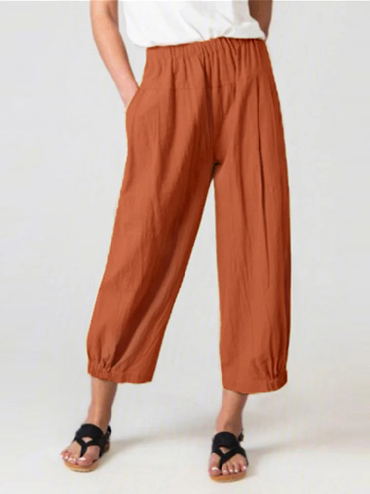 Women's Trousers Daily Going Out Casual Cotton Plain Spring/Fall Pants