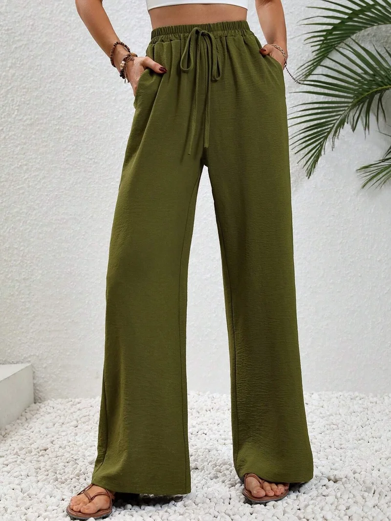 Women's Trousers Daily Going Out Casual Cotton Plain Spring/Fall Pants