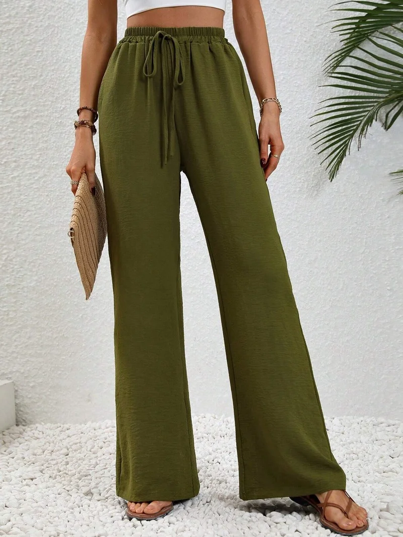 Women's Trousers Daily Going Out Casual Cotton Plain Spring/Fall Pants