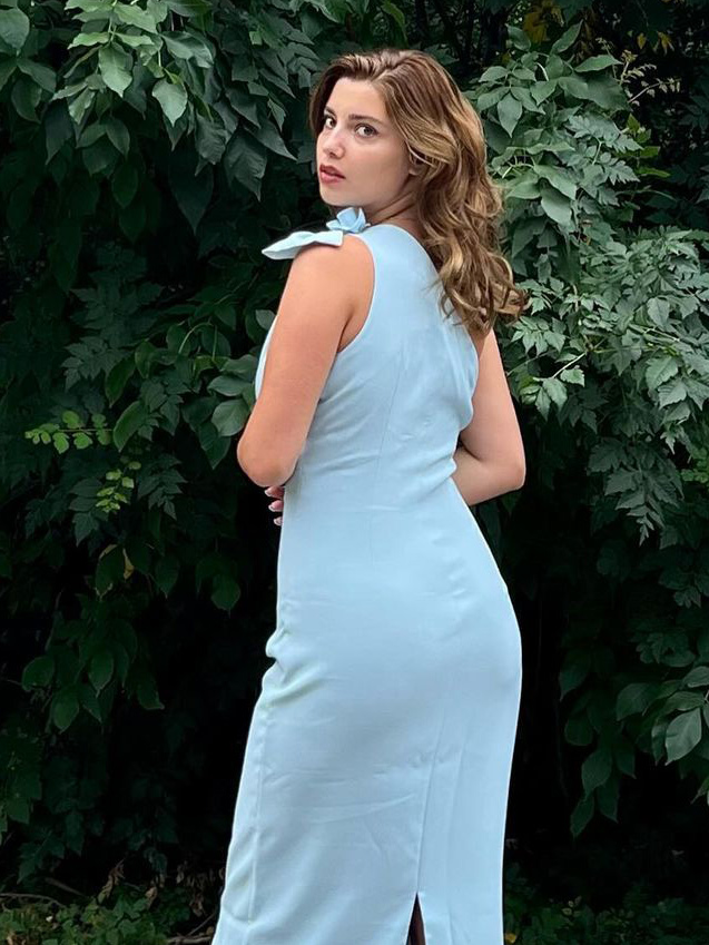 Women's Sleeveless Summer Plain Knot Front Dress One Shoulder Date Going Out Urban Maxi H-Line Blue