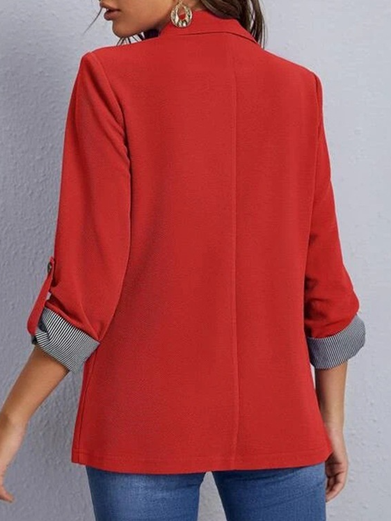 Women's Spring/Fall Outerwear Casual Color Block Long Sleeve Regular Blazer